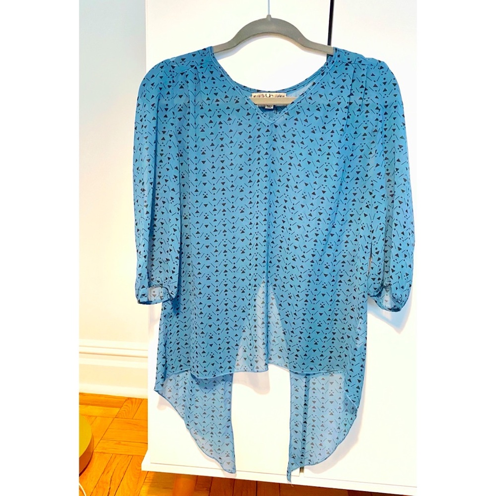 Sheer blue patterned blouse